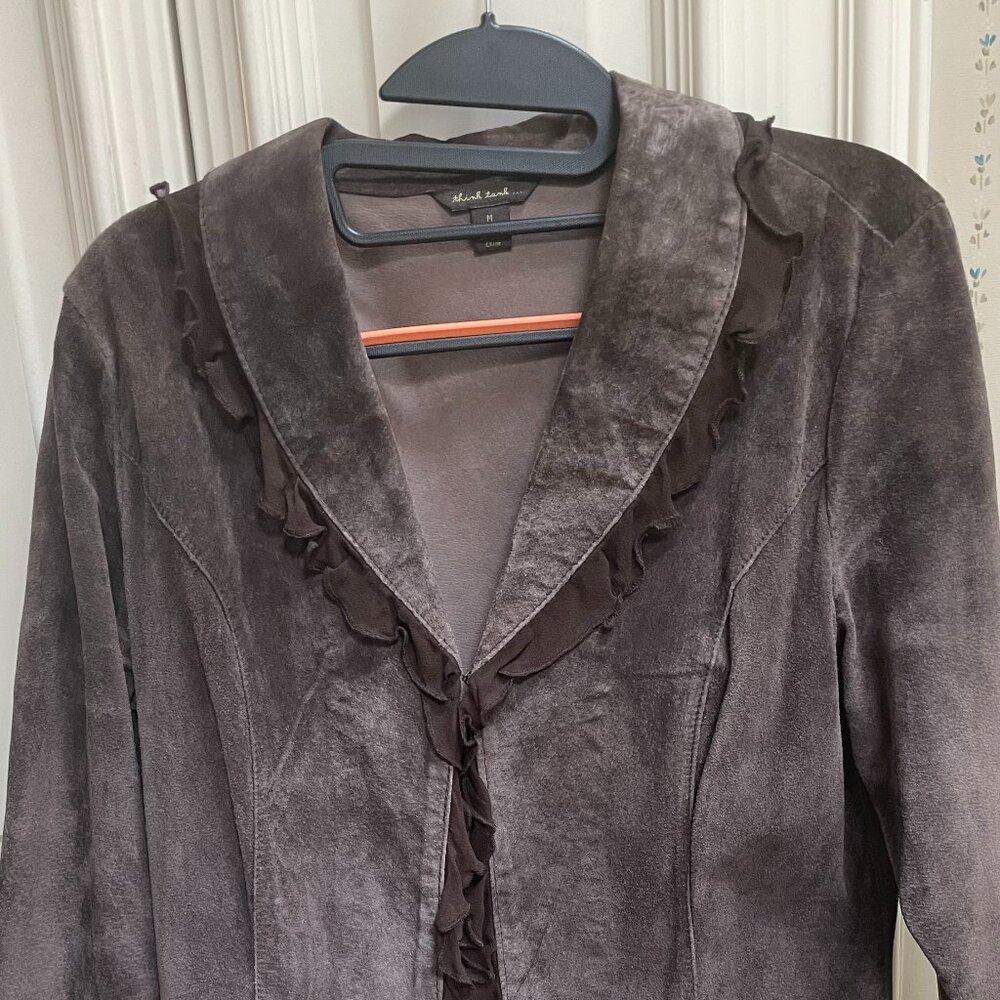 Genuine Suede Taupe Jacket by Think Tank, Size: Ladies Medium